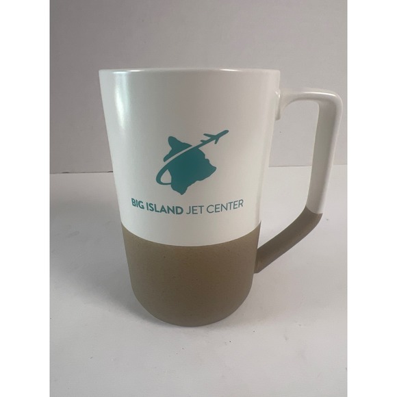 Other - Big Island Jet Center Hawaii Aviation Two Tone Ceramic Coffee Mug White Tan 5.5"